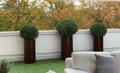 Vaso tondo in acciaio Corten