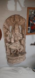 opera in legno vintage indù Parvati 