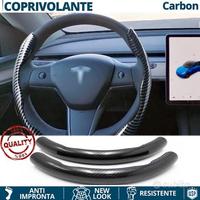 COPRIVOLANTE per TESLA Effetto FIBRA CARBONIO Nero