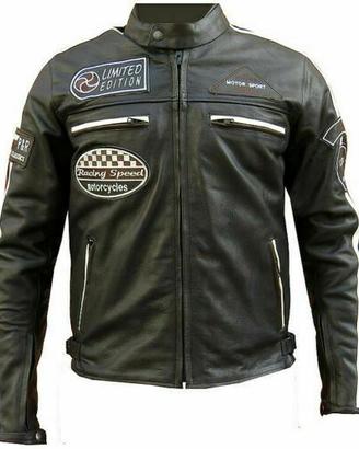 Giubotto In Vera Pelle Con Pecette Cafè Race