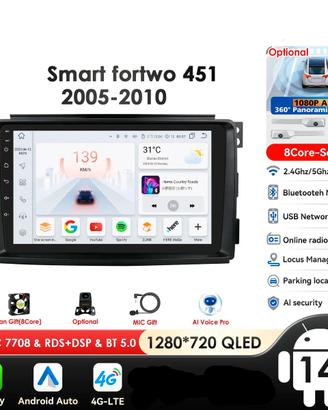 Autoradio Carplay/Android Smart Fortwo 451