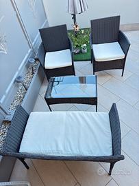 Set Salotto da Giardino 4 Pezzi con Cuscini