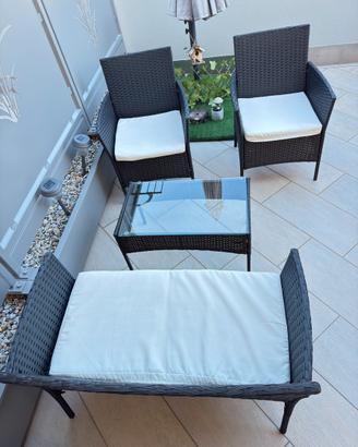 Set Salotto da Giardino 4 Pezzi con Cuscini