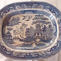 antico piatto inglese blue willow metà '800