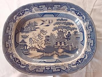 antico piatto inglese blue willow metà '800