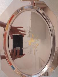 Vassoio Chantall acciaio 18/10 e oro 24 k