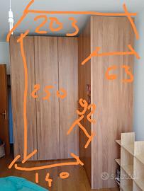 Armadio angolare camera da letto
