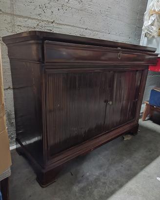 Mobile bar in legno con serrandina e cassetto