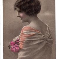 Cartolina Donna Con Mantello Primi 900