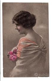 Cartolina Donna Con Mantello Primi 900
