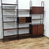 Libreria componibile modulare in metallo e teak