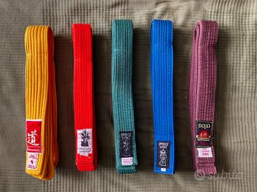 SET CINTURE ARTI MARZIALI KARATE TAEKWONDO JUDO