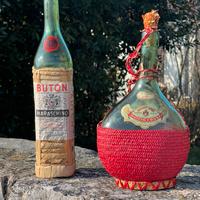 Bottiglie vuote d’epoca impagliate Chianti 1951