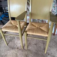 Sedie verdi in paglia con bracciolo