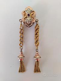 Saliscendi per catena borbonico rosa e giallo XIX