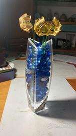 vaso cristallo ,con arg925 sfere e fiori soff.mura