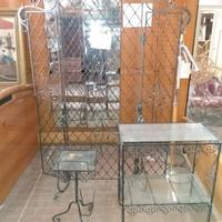 Separè tavolino portariviste in ferro battutto
