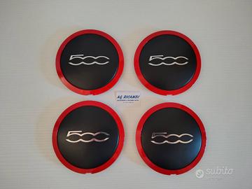 Set 4 coprimozzo bordo rosso Fiat 500 Cinqucento