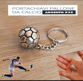 Portachiavi Pallone Calcio Gioiello Argento Charm