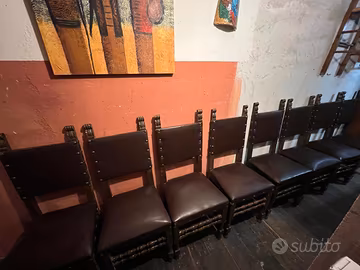 Set di 7 Sedie Vintage in Stile Spagnolo