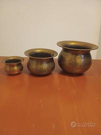 tris di vasetti in ottone /rame