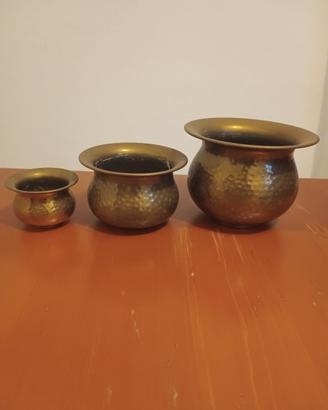 tris di vasetti in ottone /rame