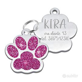 Medaglietta Personalizzabile Zampa Fuxsia