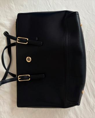 Borsa Tote Tommy Hilfiger nera con dettagli dorati