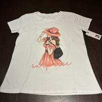 T-shirt donna bianca con stampa Tg.M