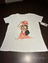 T-shirt donna bianca con stampa Tg.M