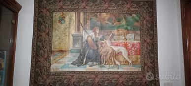 Arazzo -“Dama con mandola e levrieri” Antiquariato