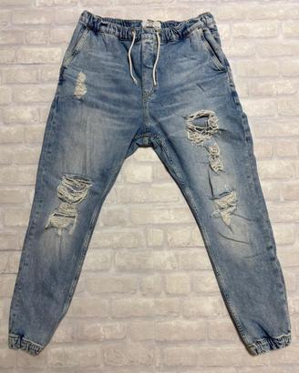 Jeans Jogger Bershka Strappati Taglia XL