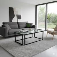 Tavolo artigianale di design in metallo e vetro