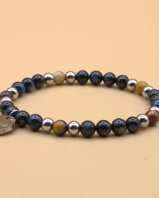 Bracciale uomo in pietre dure e acciaio 