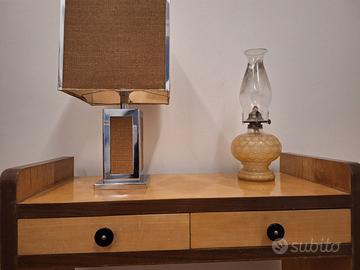 Lampada anni 70  cromo rattan 