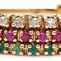 Anello oro diamanti, rubini, smeraldi