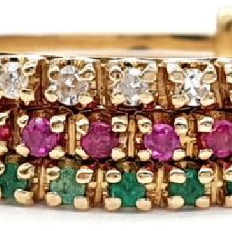 Anello oro diamanti, rubini, smeraldi