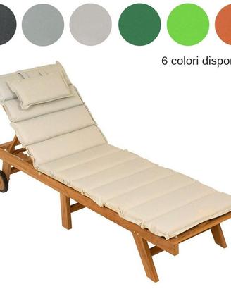 Lettino prendisole in legno di teak con cuscini