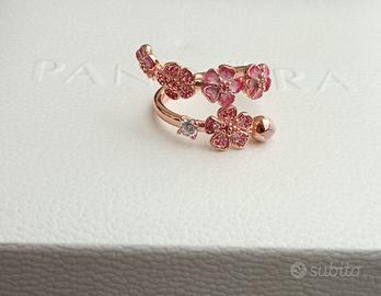 PANDORA Anello aperto Ramo di fiori di pesco rosa