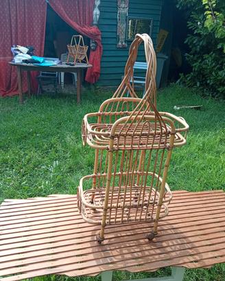 carrellino in vimini anni 60