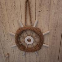 Timone decorativo in legno e corda stile marinaro