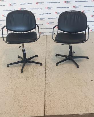 Coppia di Poltroncine in Pelle e Ferro Retato