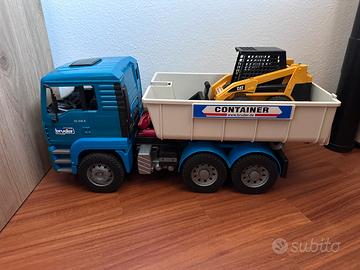 Bruder camion con cassone + Caterpillar bobcat