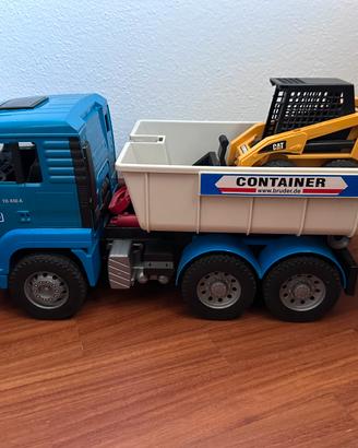 Bruder camion con cassone + Caterpillar bobcat