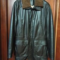 Giubbotto in pelle 100% collo in lana e cappuccio 