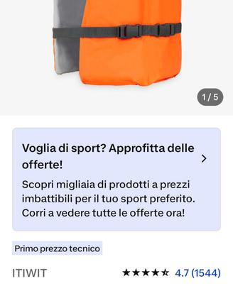 Giubbotto galleggiamento per canoa/kayak