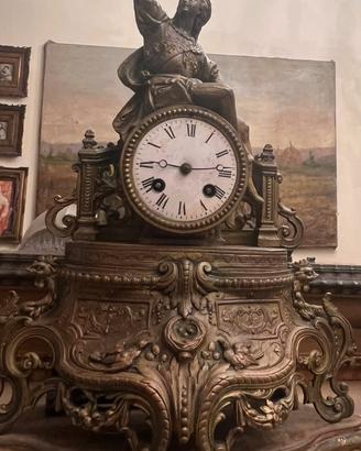 Antico Orologio da Tavolo in Bronzo e Ottone