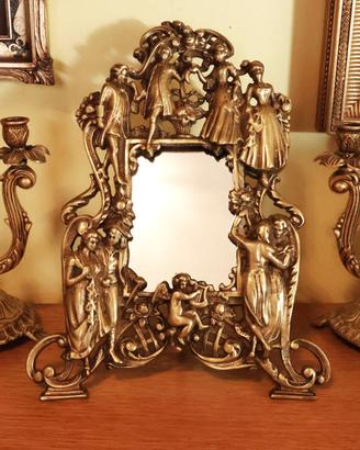Antico Specchio Vittoriano ottone fine 800 kg. 2,2