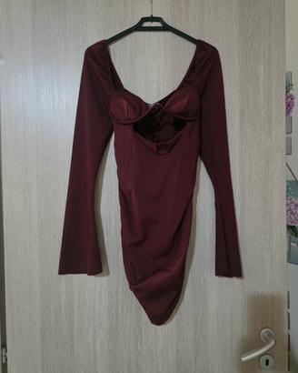 vestito corto bordeaux 