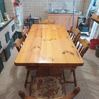 TAVOLO CUCINA IN PINO MISURA   80 X 160  + 6 SEDIE